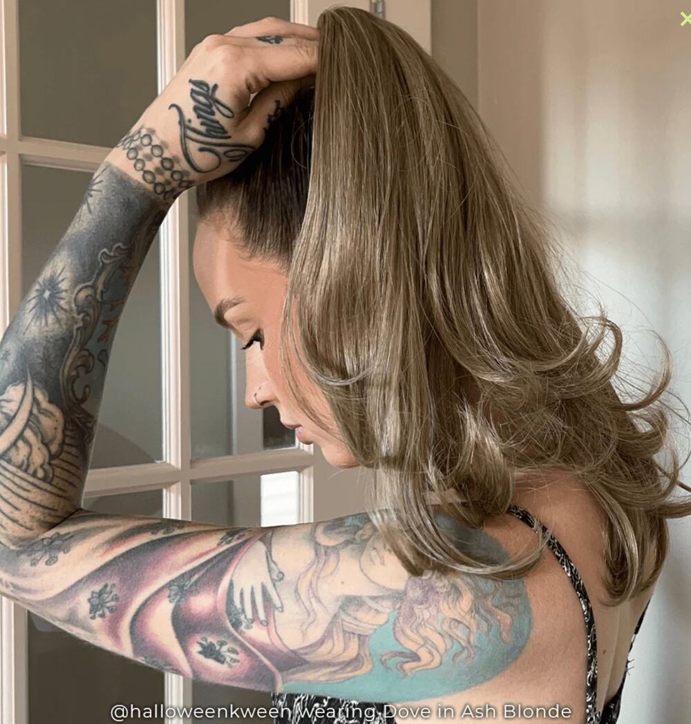 NEW INH Hair Dove Ponytail Extension 16 Inches Brit Ash Blonde